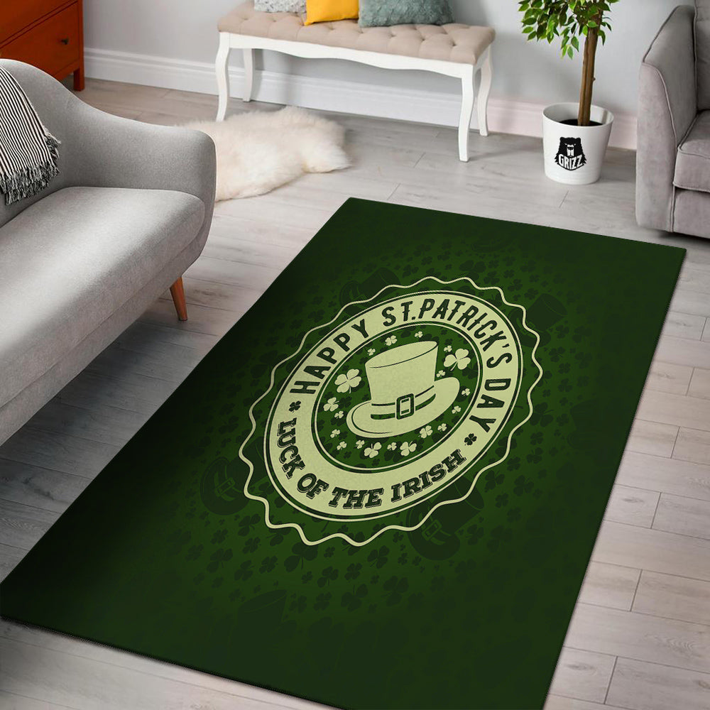 Hat And St. Patrick's Day Clover Print Floor Mat-grizzshop