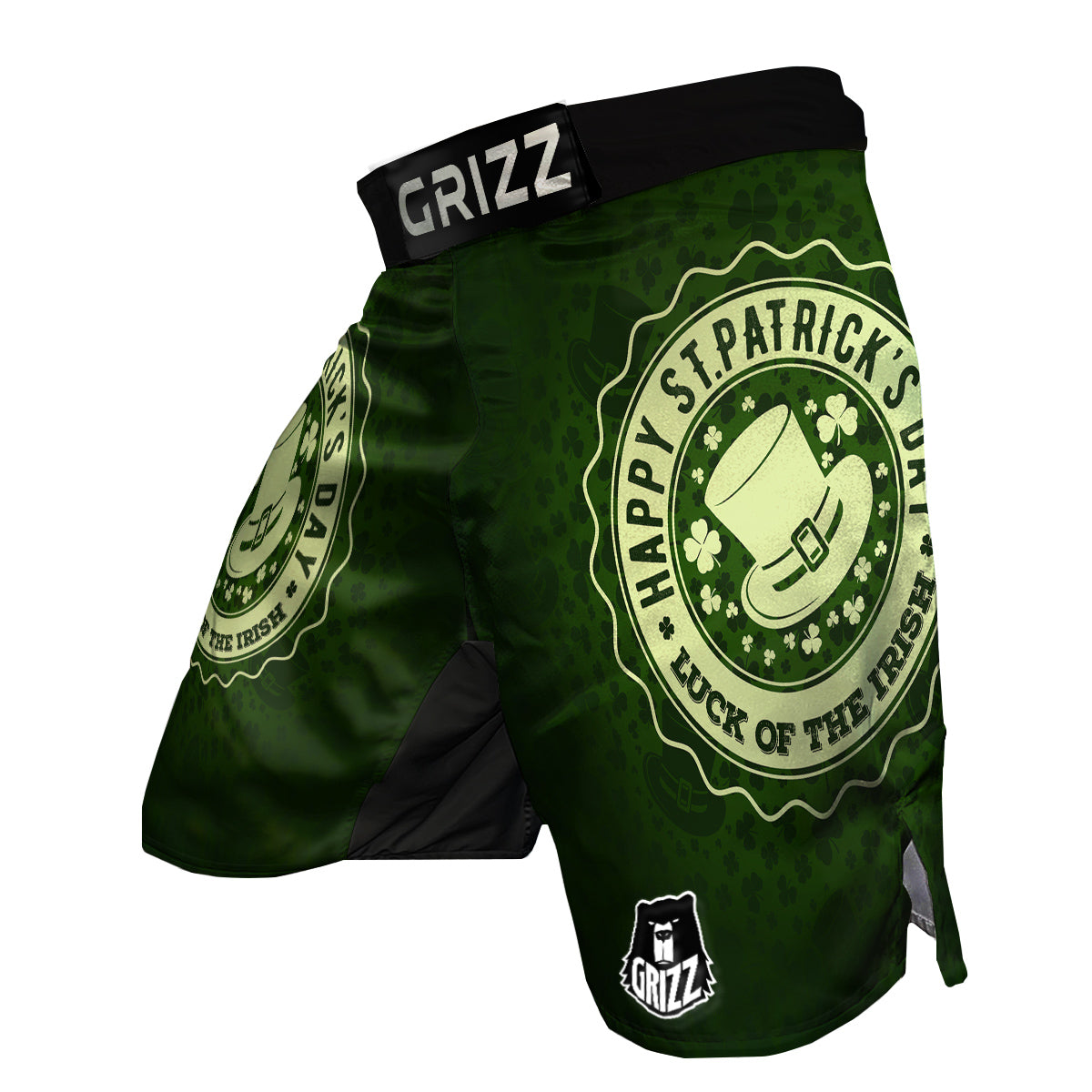 Hat And St. Patrick's Day Clover Print MMA Shorts-grizzshop