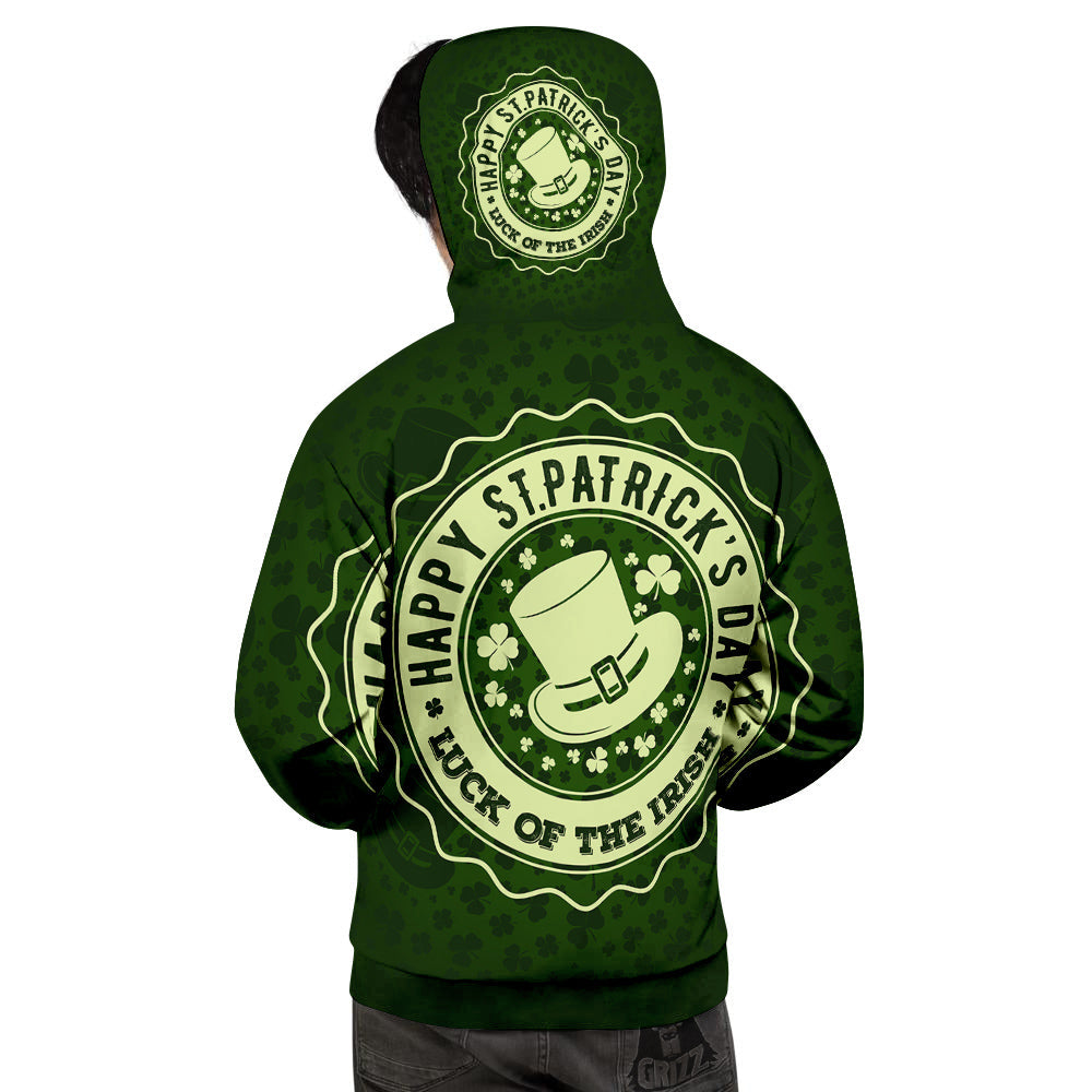 Hat And St. Patrick's Day Clover Print Men's Hoodie-grizzshop