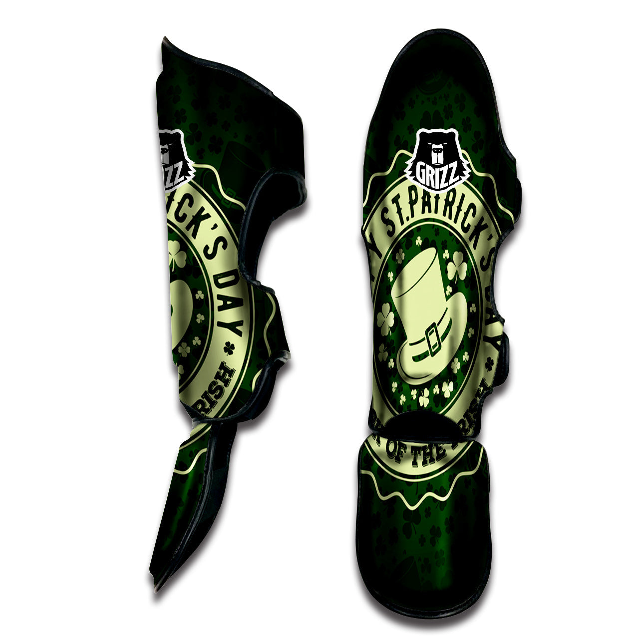 Hat And St. Patrick's Day Clover Print Muay Thai Shin Guards-grizzshop