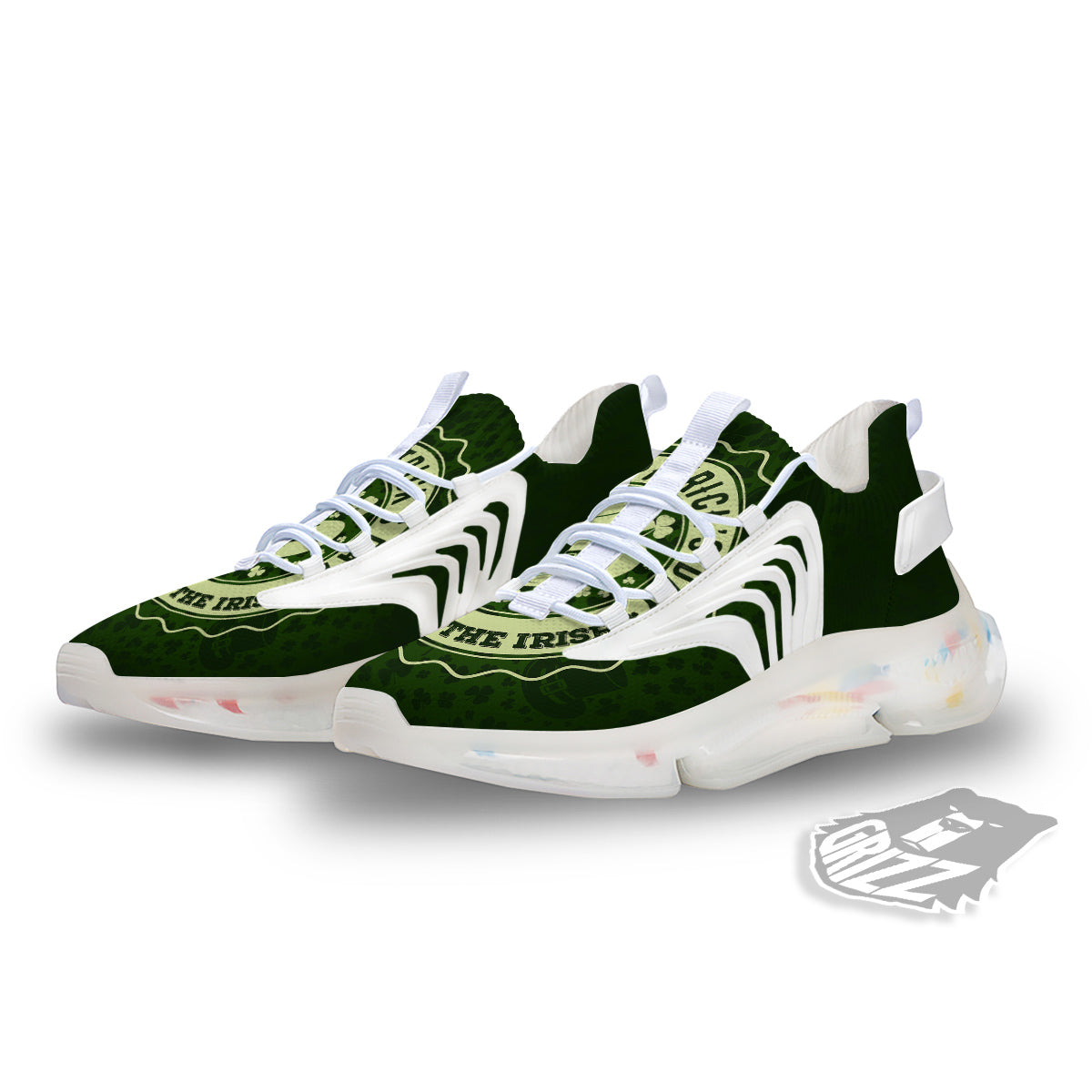 Hat And St. Patrick's Day Clover Print White Gym Shoes-grizzshop