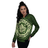 Hat And St. Patrick's Day Clover Print Women's Bomber Jacket-grizzshop