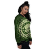 Hat And St. Patrick's Day Clover Print Women's Bomber Jacket-grizzshop