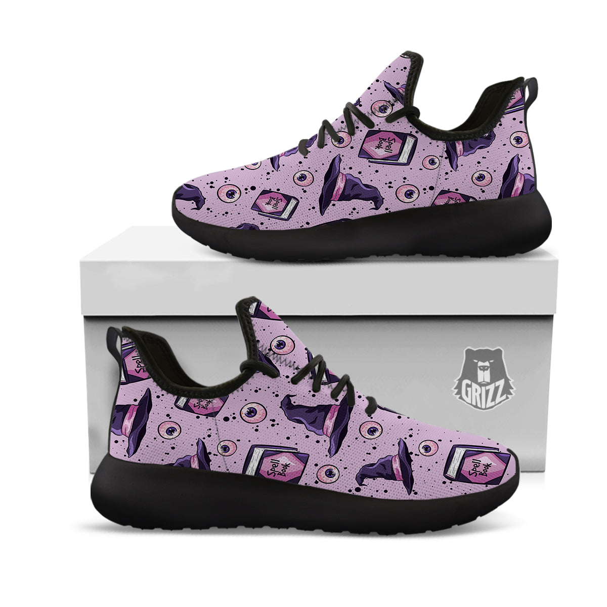 Hat Wizard Print Pattern Black Athletic Shoes-grizzshop