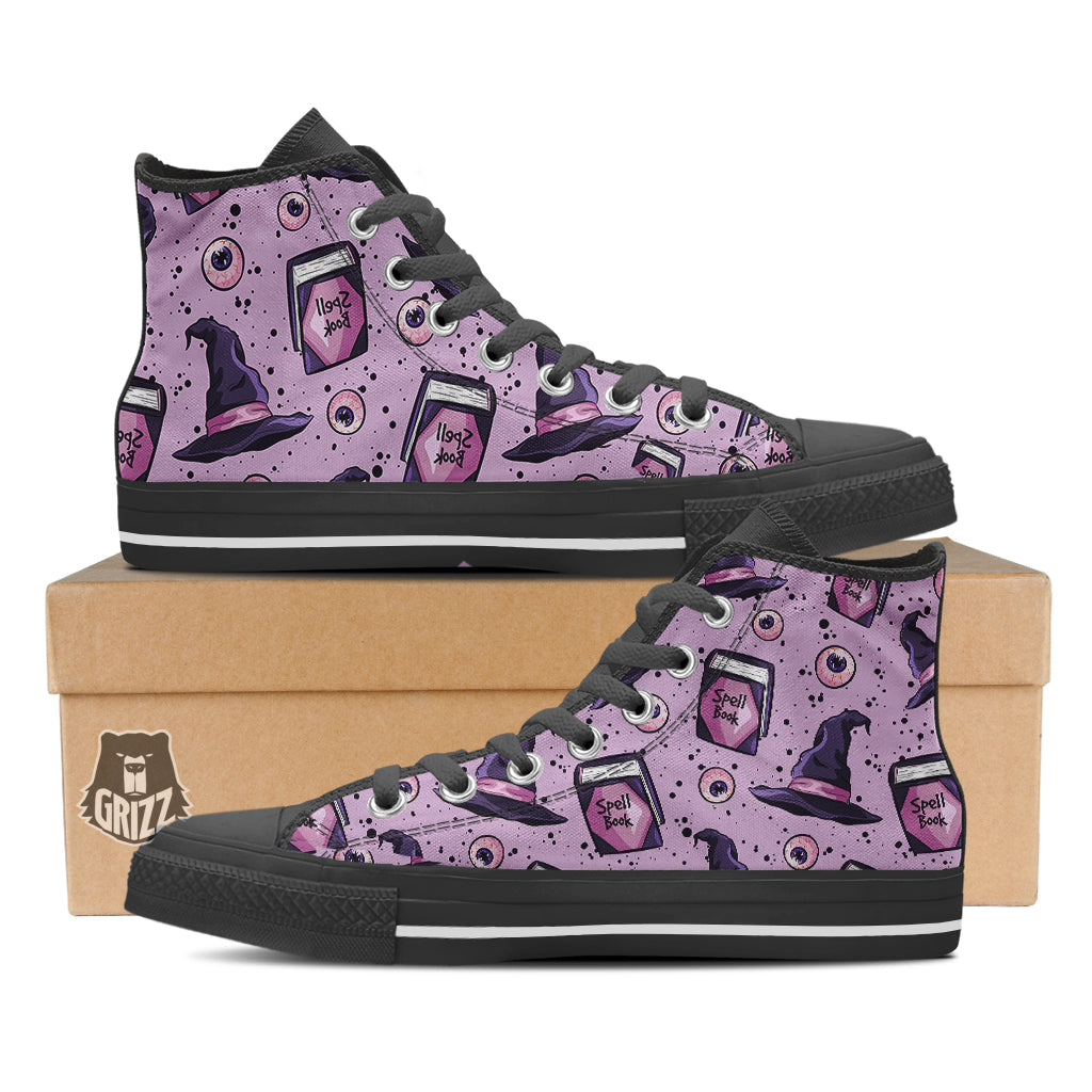 Hat Wizard Print Pattern Black High Top Shoes-grizzshop