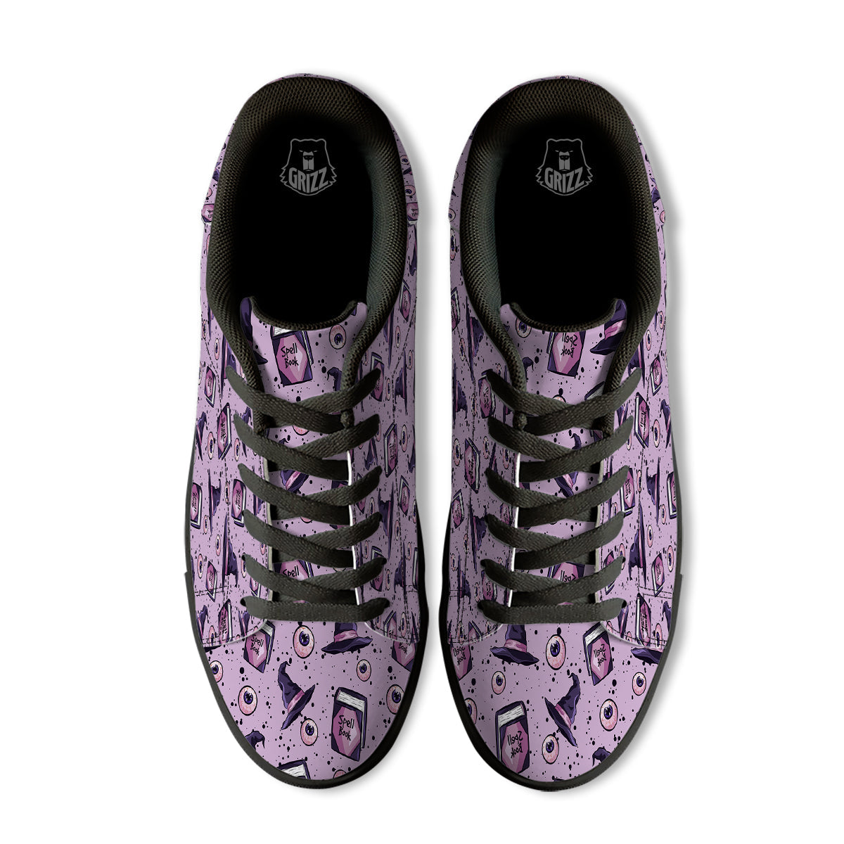 Hat Wizard Print Pattern Black Low Top Sneakers-grizzshop