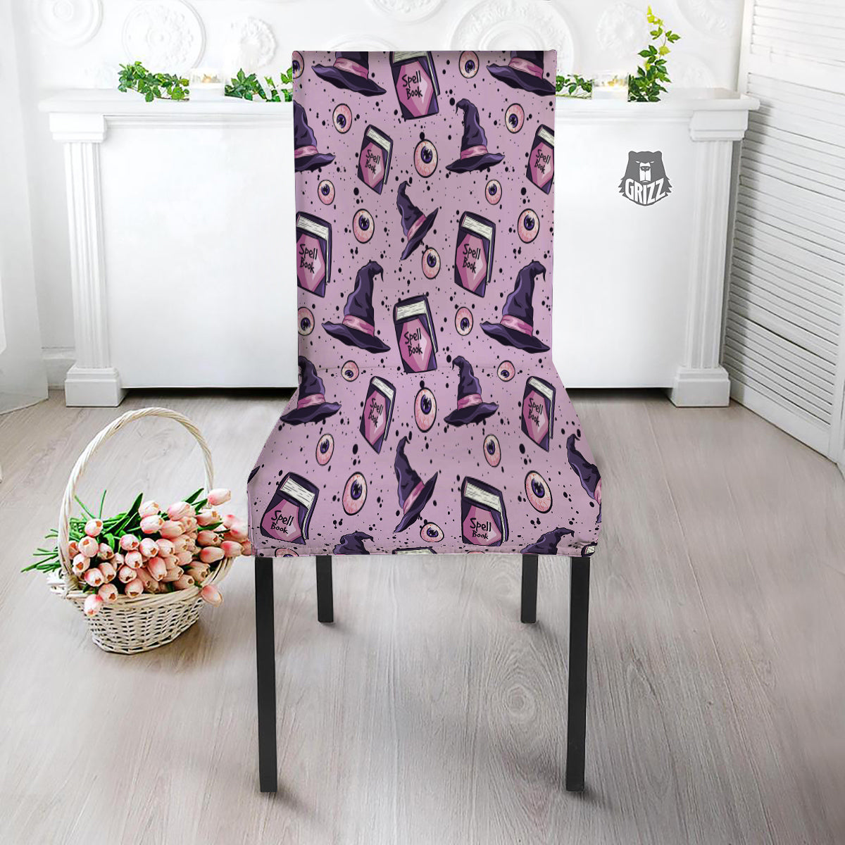 Hat Wizard Print Pattern Dining Chair Slipcover-grizzshop
