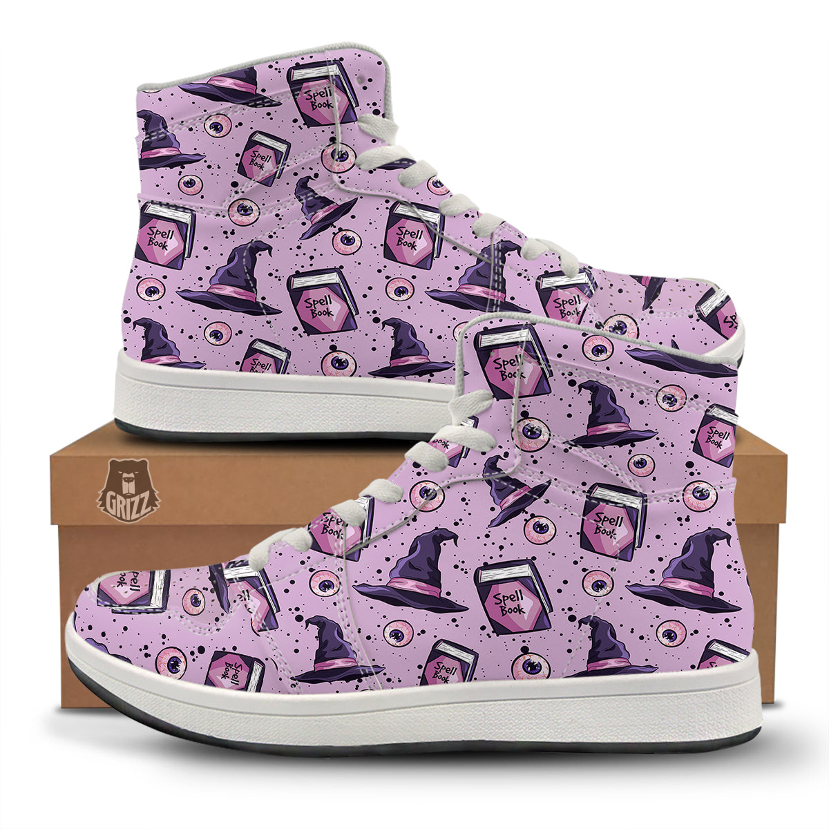 Hat Wizard Print Pattern High Top Sneakers-grizzshop