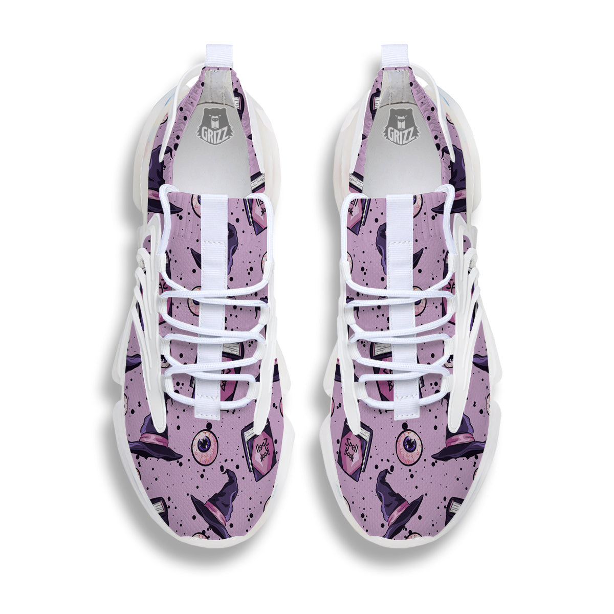 Hat Wizard Print Pattern White Gym Shoes-grizzshop