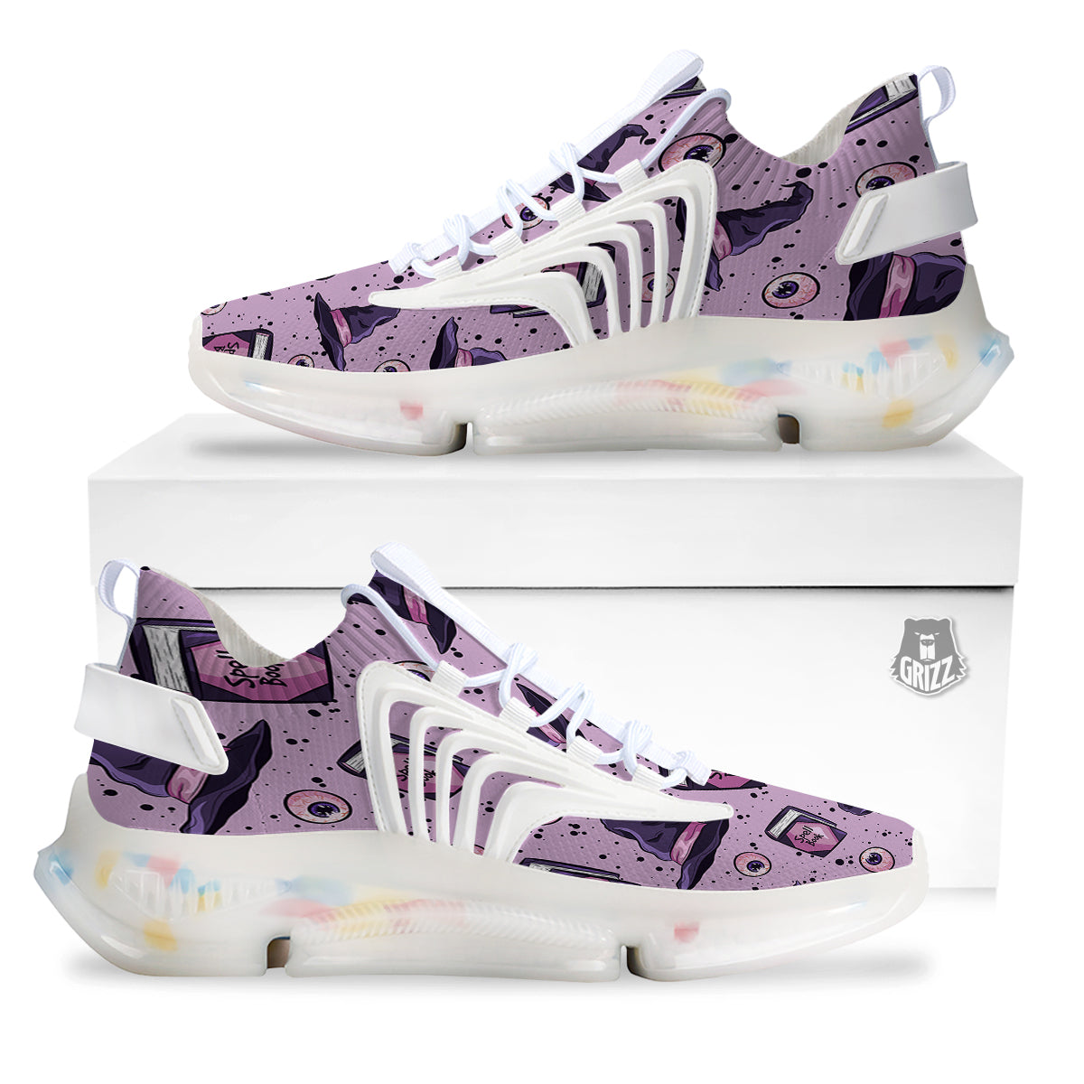 Hat Wizard Print Pattern White Gym Shoes-grizzshop