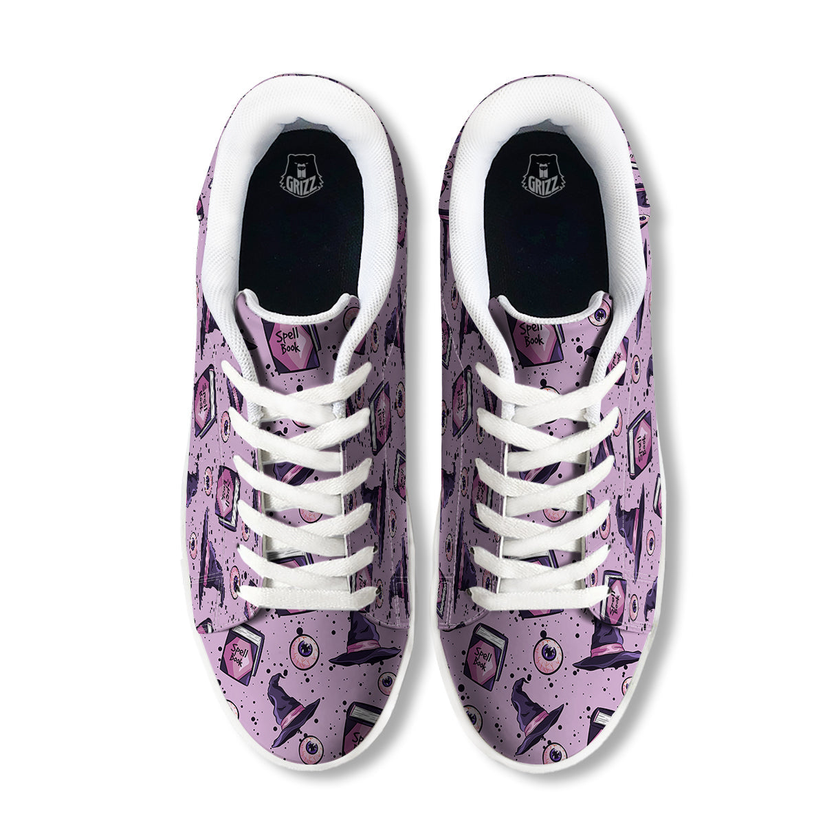 Hat Wizard Print Pattern White Low Top Sneakers-grizzshop