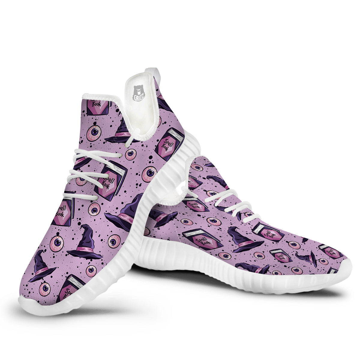 Hat Wizard Print Pattern White Walking Shoes-grizzshop
