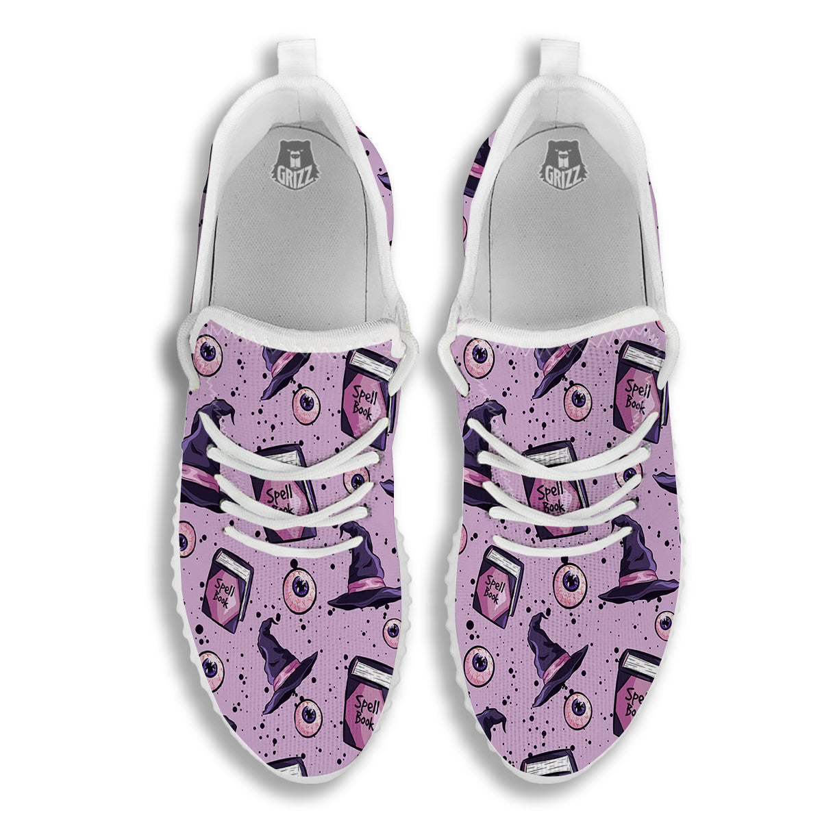 Hat Wizard Print Pattern White Walking Shoes-grizzshop
