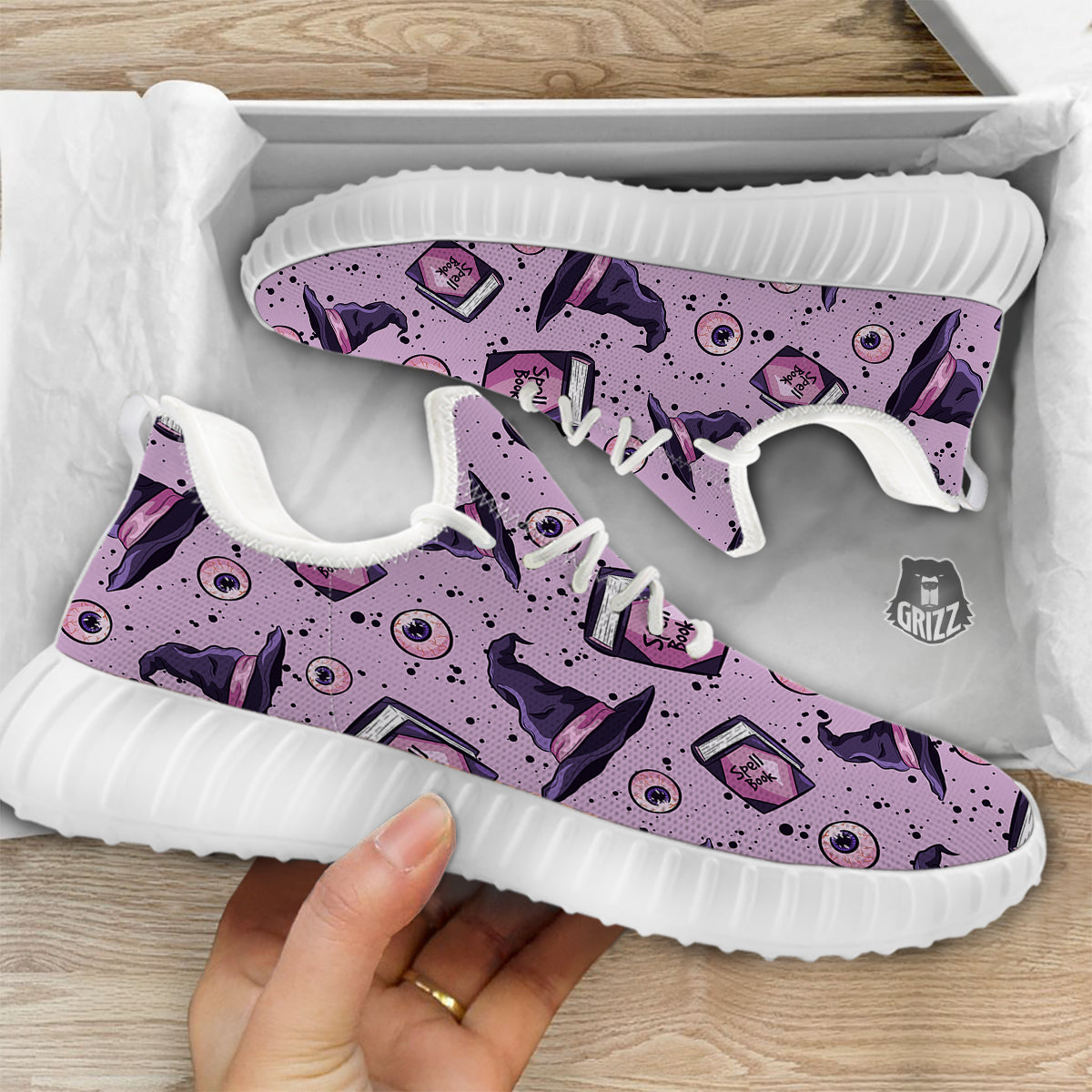 Hat Wizard Print Pattern White Walking Shoes-grizzshop