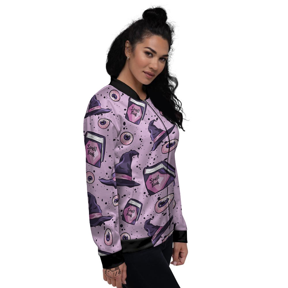 Hat Wizard Print Pattern Women's Bomber Jacket-grizzshop