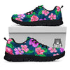 Hawaii Flowers Tropical Print Pattern Black Sneaker-grizzshop