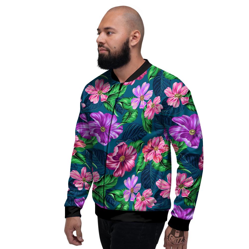 Hawaii Flowers Tropical Print Pattern Men's Bomber Jacket-grizzshop