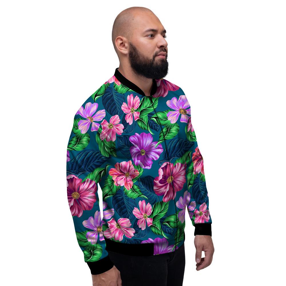 Hawaii Flowers Tropical Print Pattern Men's Bomber Jacket-grizzshop