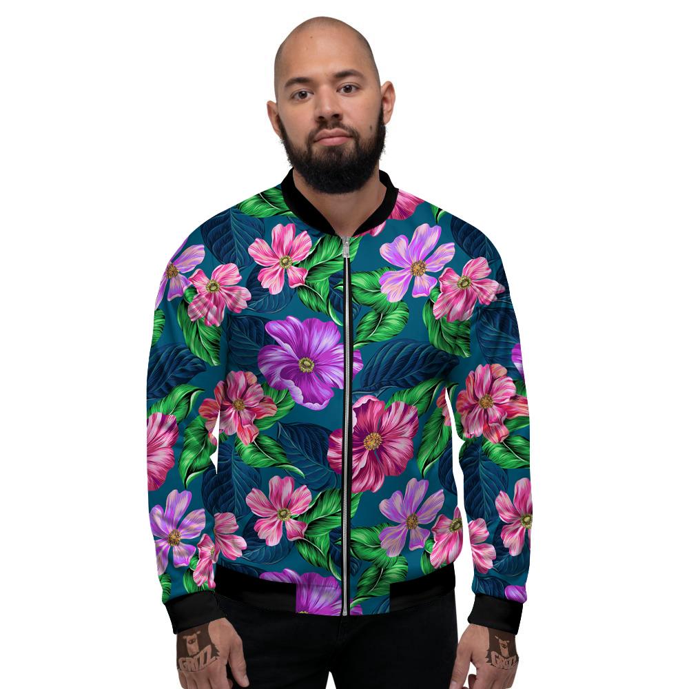 Hawaii Flowers Tropical Print Pattern Men's Bomber Jacket-grizzshop