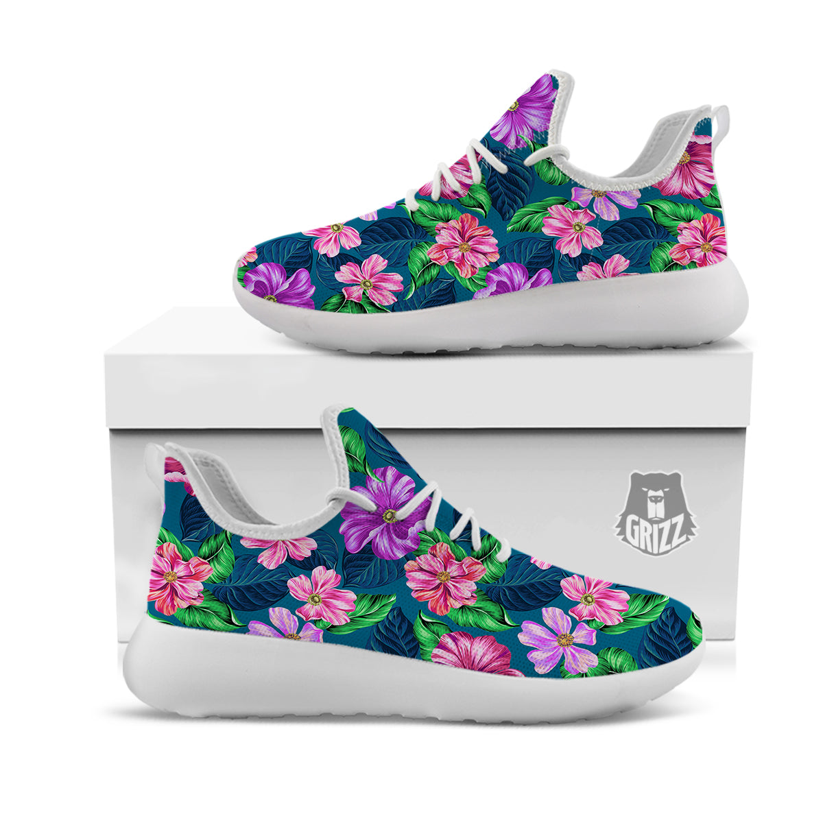 Hawaii Flowers Tropical Print Pattern White Athletic Shoes-grizzshop