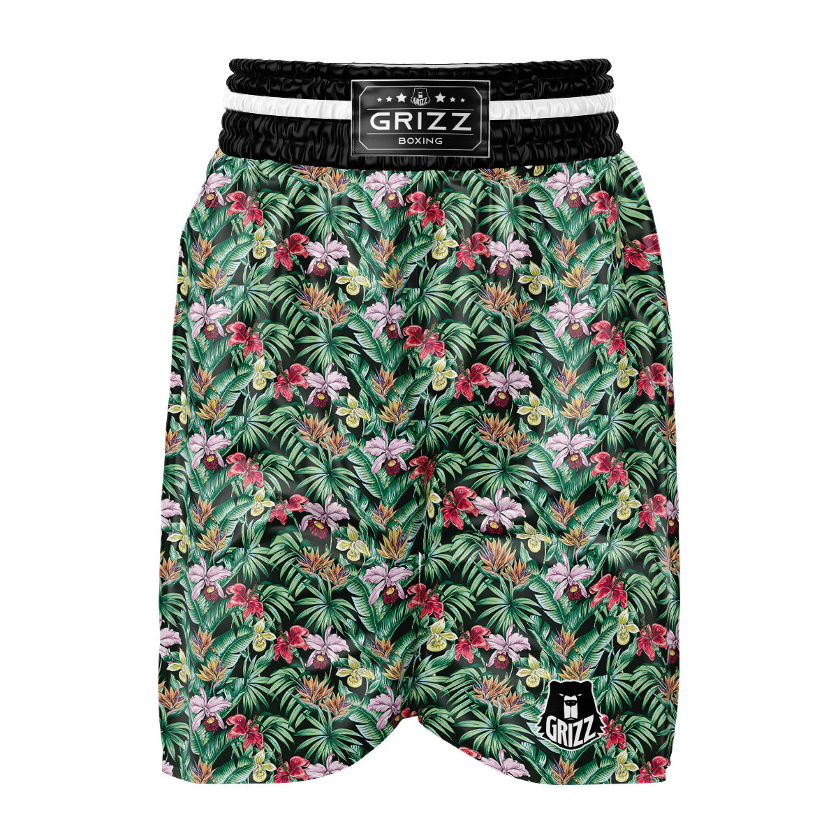 Hawaii Hibiscus Orchids Print Pattern Boxing Shorts-grizzshop