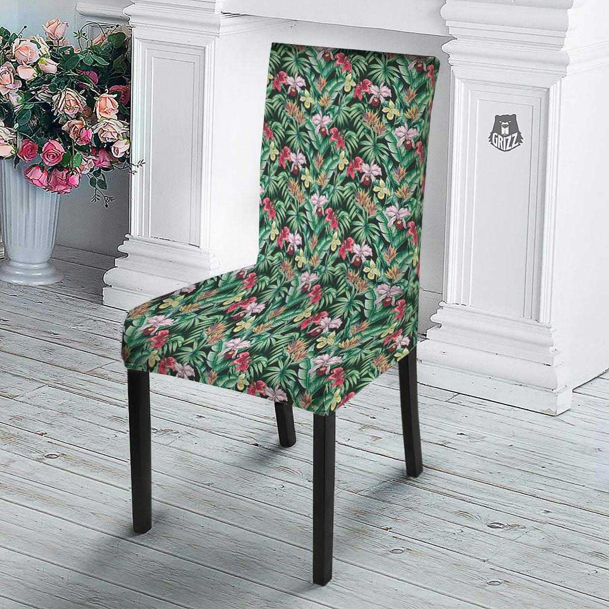 Hawaii Hibiscus Orchids Print Pattern Dining Chair Slipcover-grizzshop