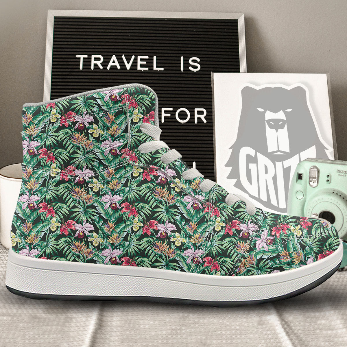 Hawaii Hibiscus Orchids Print Pattern High Top Sneakers-grizzshop
