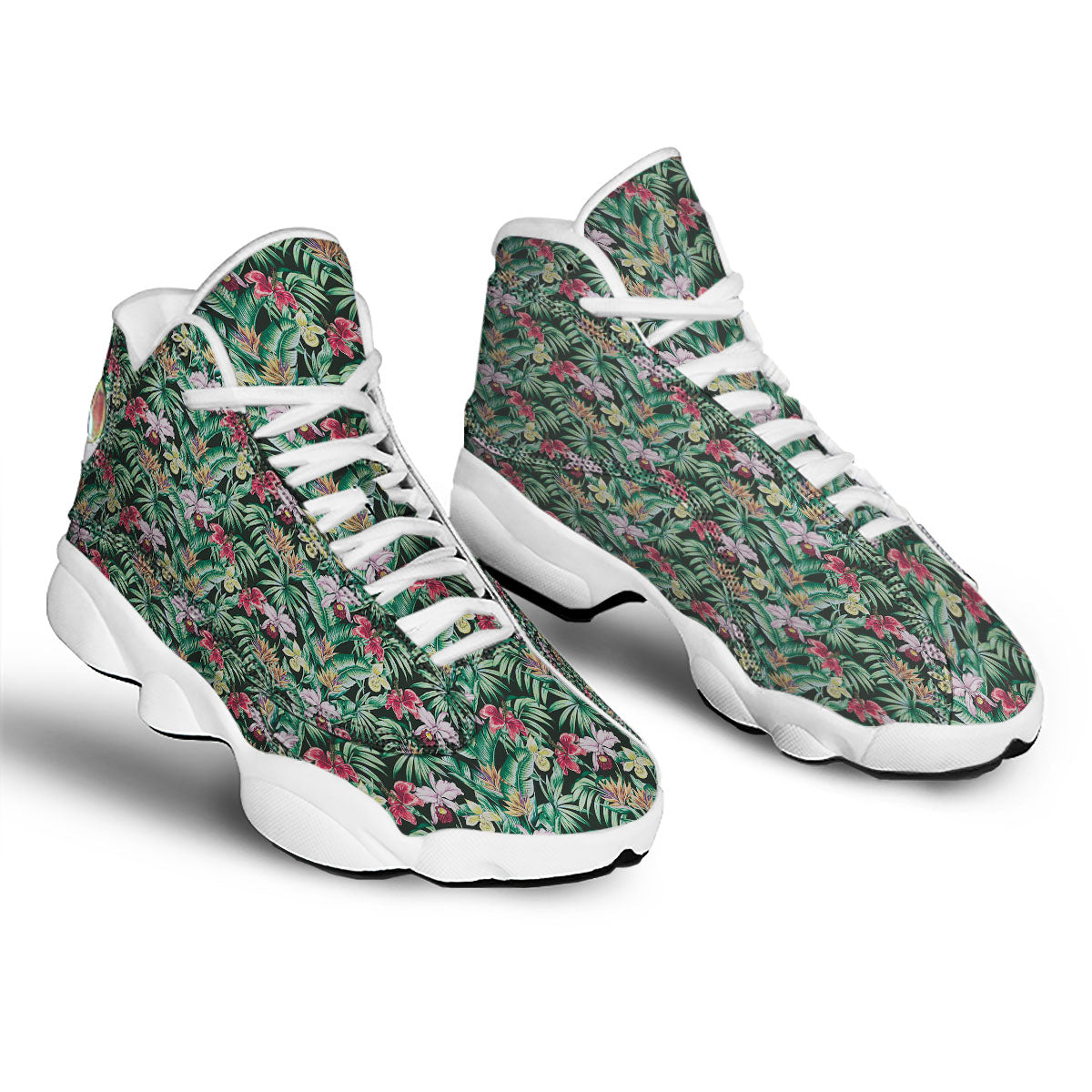 Hawaii Hibiscus Orchids Print Pattern White Basketball Shoes-grizzshop