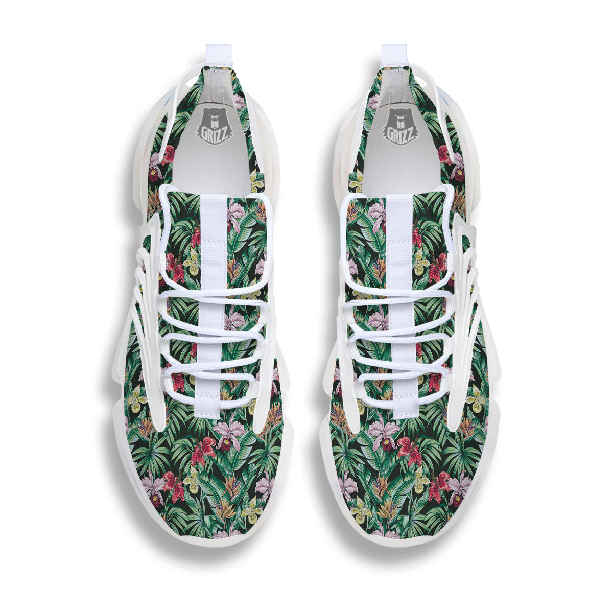 Hawaii Hibiscus Orchids Print Pattern White Gym Shoes-grizzshop