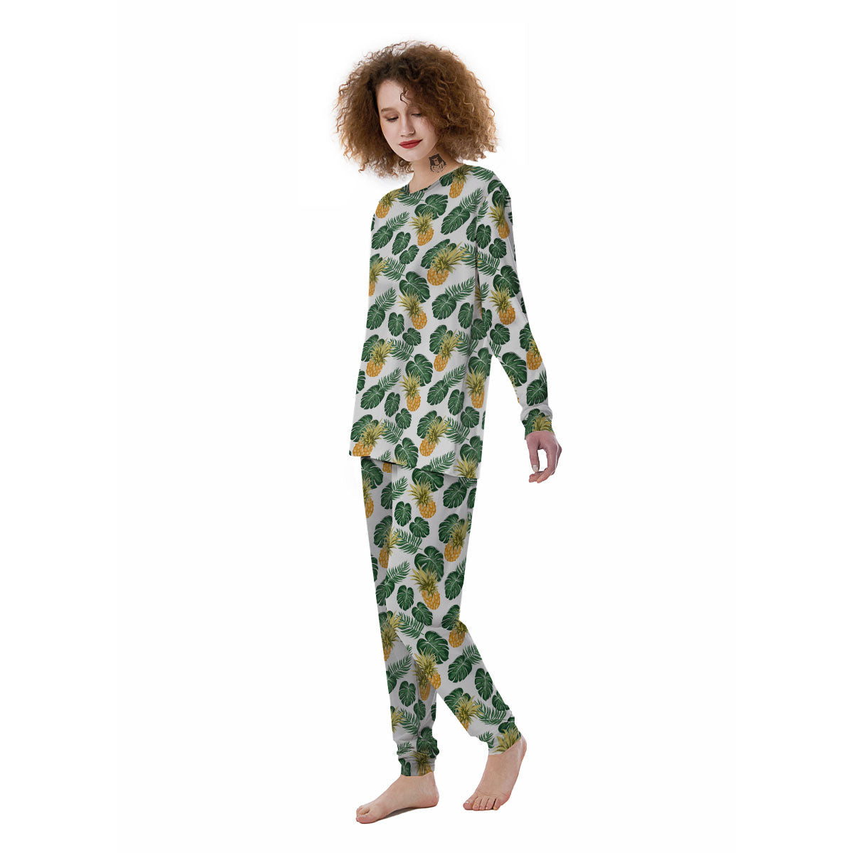 Hawaii Hibiscus Pineapple Print Pattern Women's Pajamas-grizzshop
