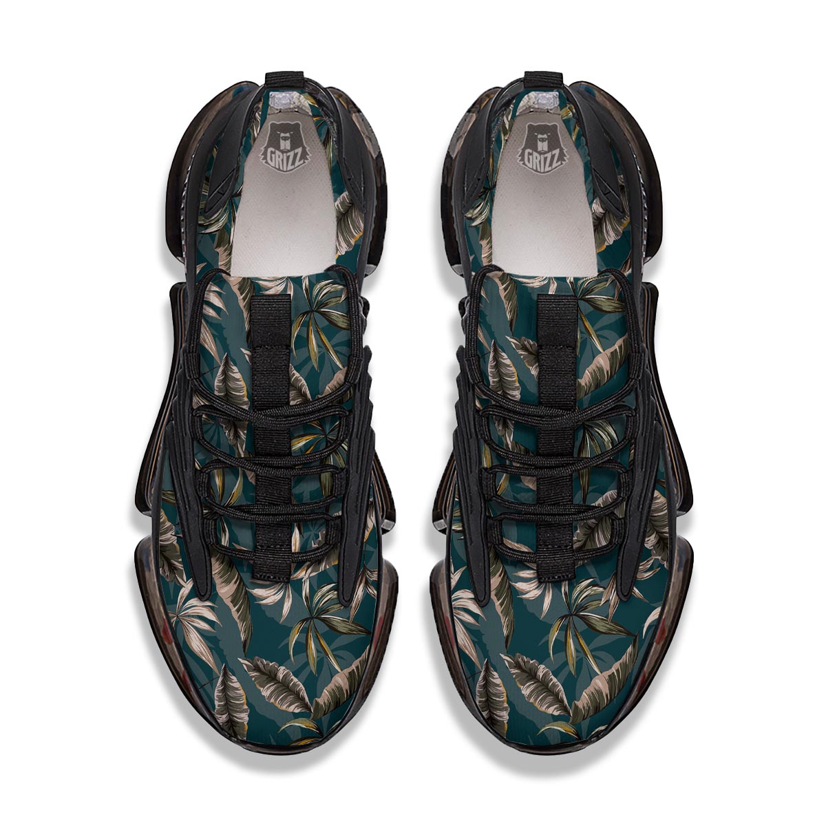 Hawaii Leaf Green Tropical Print Pattern Black Gym Shoes-grizzshop