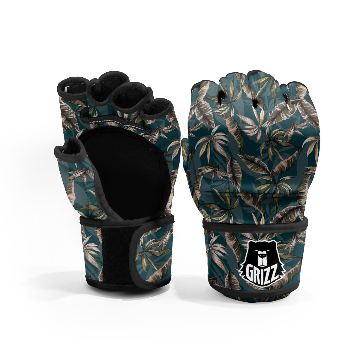 Hawaii Leaf Green Tropical Print Pattern MMA Gloves-grizzshop