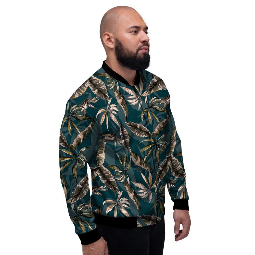 Hawaii Leaf Green Tropical Print Pattern Men's Bomber Jacket-grizzshop