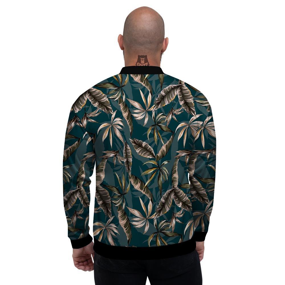 Hawaii Leaf Green Tropical Print Pattern Men's Bomber Jacket-grizzshop