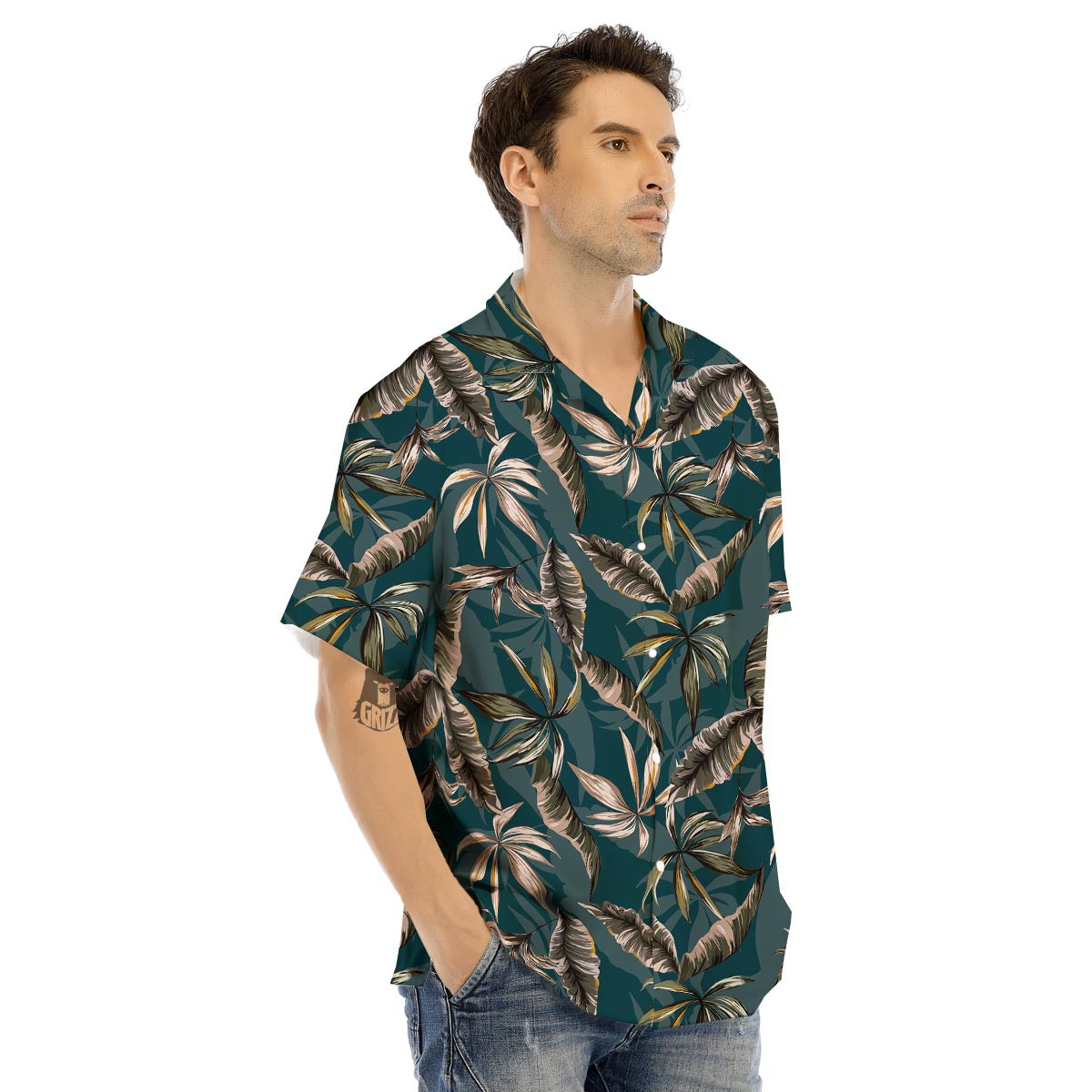 Hawaii Leaf Green Tropical Print Pattern Men's Hawaiian Shirt-grizzshop