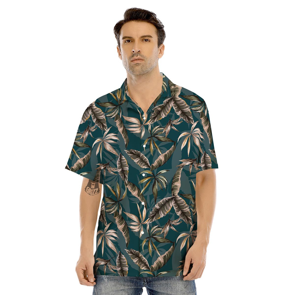 Hawaii Leaf Green Tropical Print Pattern Men's Hawaiian Shirt-grizzshop