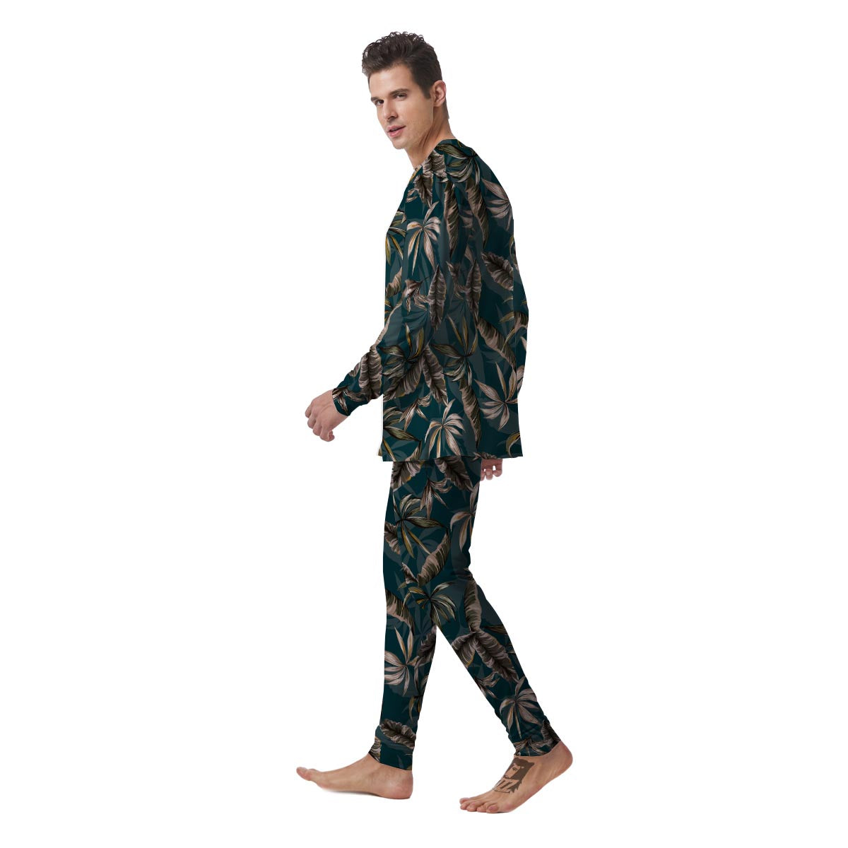 Hawaii Leaf Green Tropical Print Pattern Men's Pajamas-grizzshop