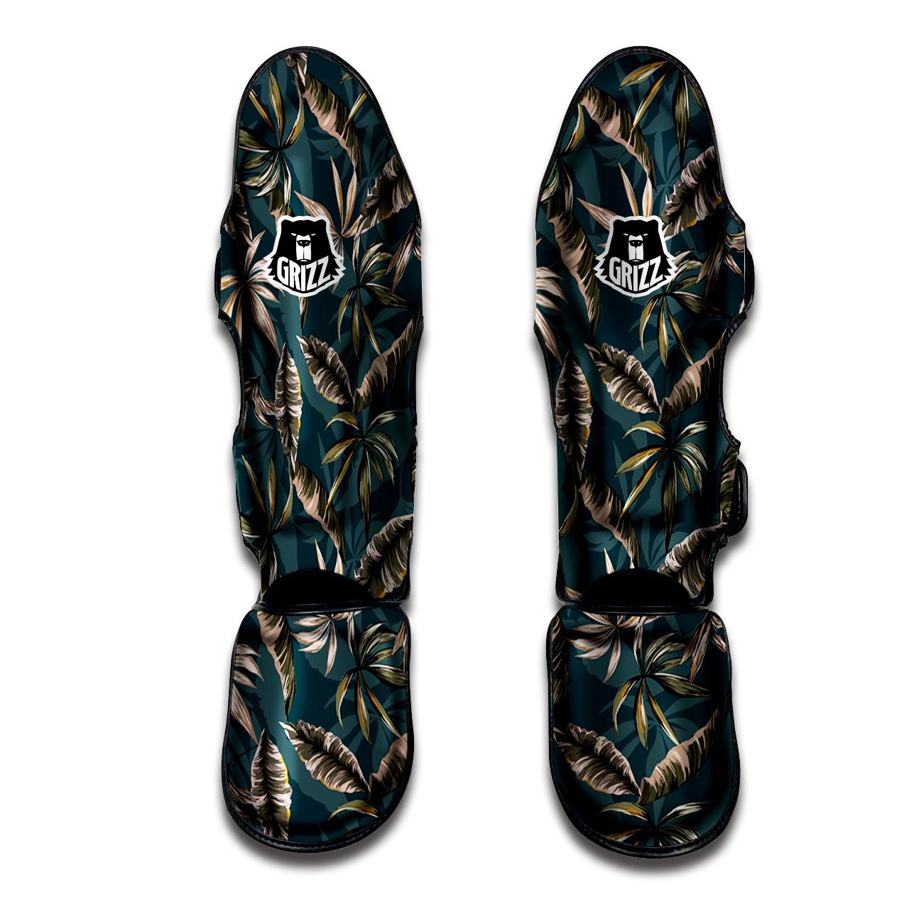 Hawaii Leaf Green Tropical Print Pattern Muay Thai Shin Guards-grizzshop