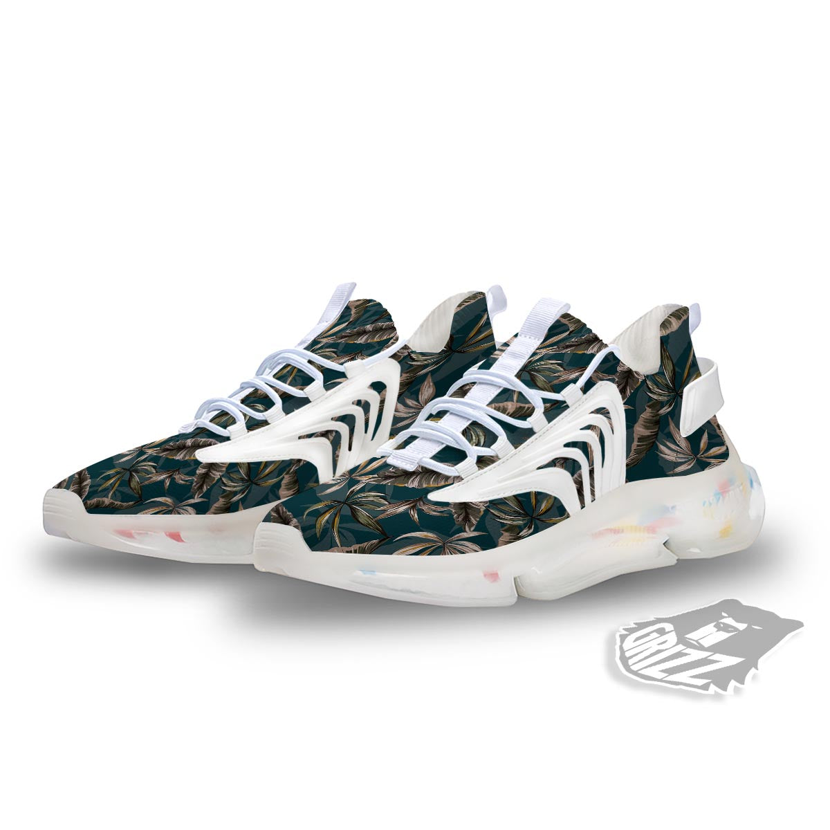 Hawaii Leaf Green Tropical Print Pattern White Gym Shoes-grizzshop