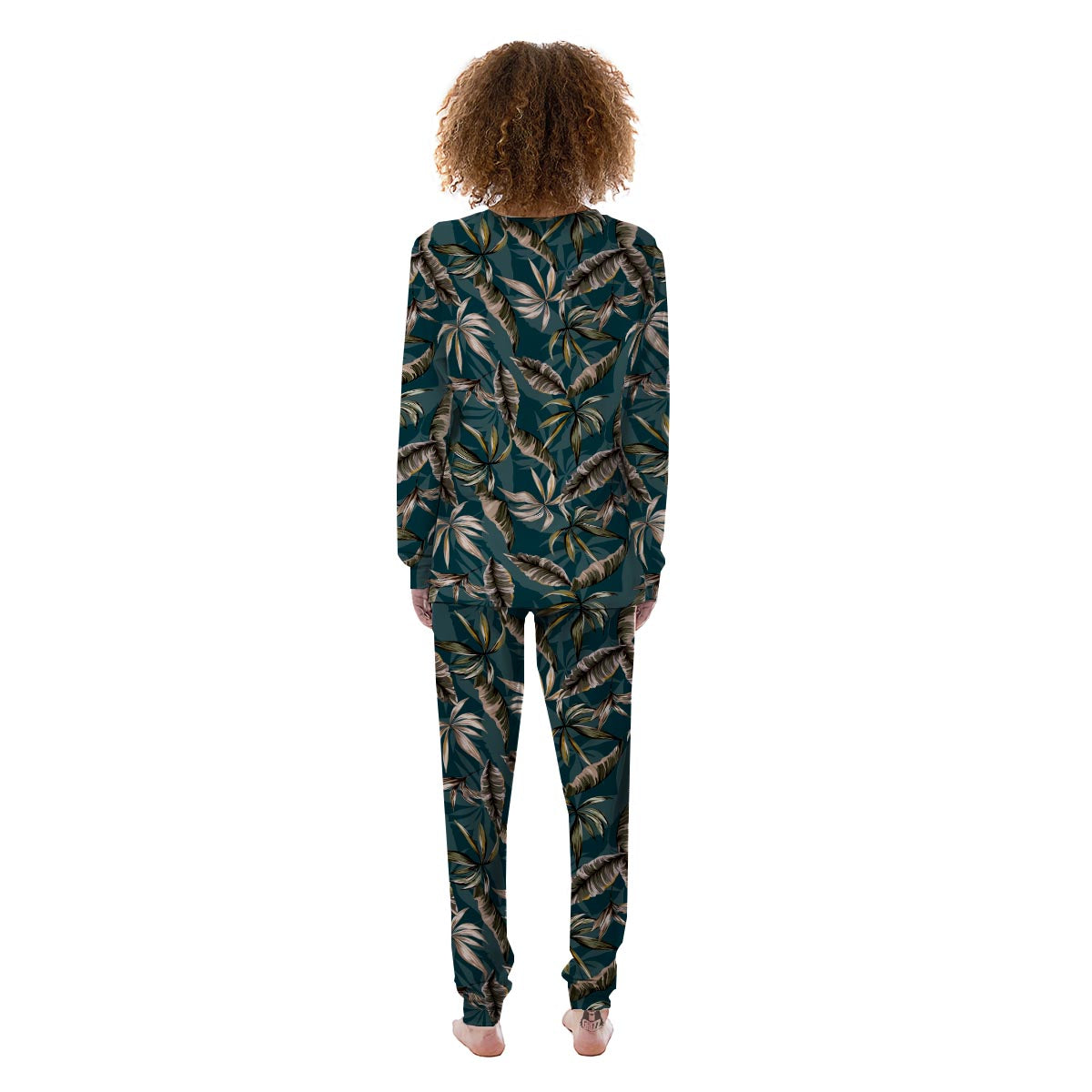 Hawaii Leaf Green Tropical Print Pattern Women's Pajamas-grizzshop