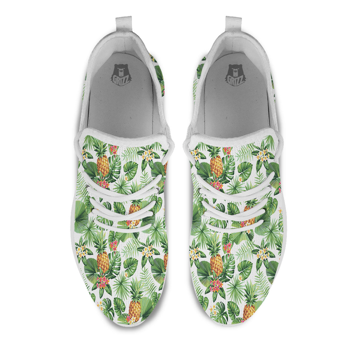 Hawaii Leaves Pineapple Print Pattern White Athletic Shoes-grizzshop