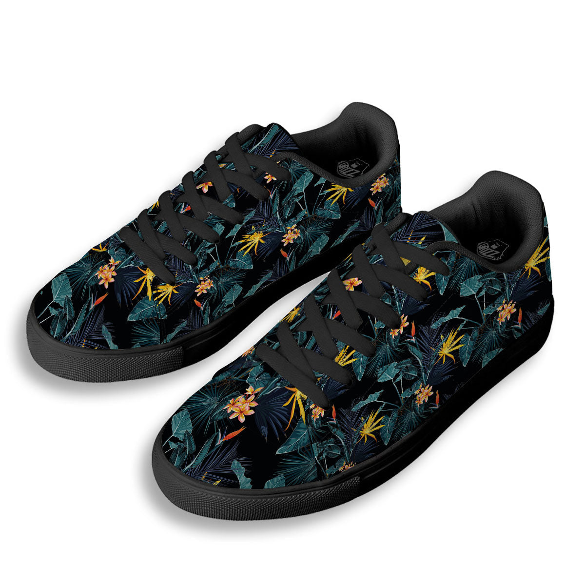 Hawaii Night Tropical Print Pattern Black Low Top Sneakers-grizzshop