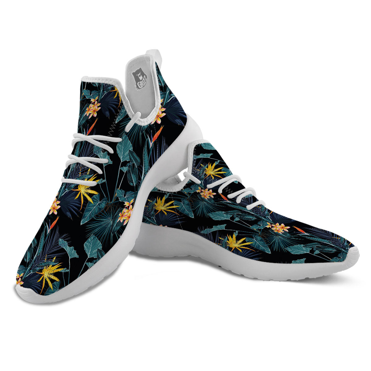 Hawaii Night Tropical Print Pattern White Athletic Shoes-grizzshop