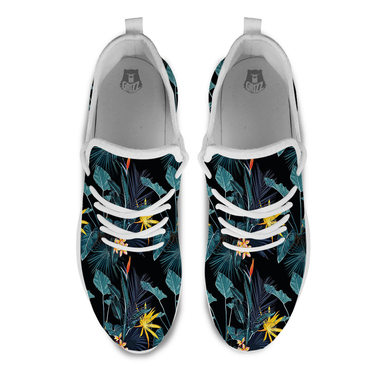 Hawaii Night Tropical Print Pattern White Athletic Shoes-grizzshop