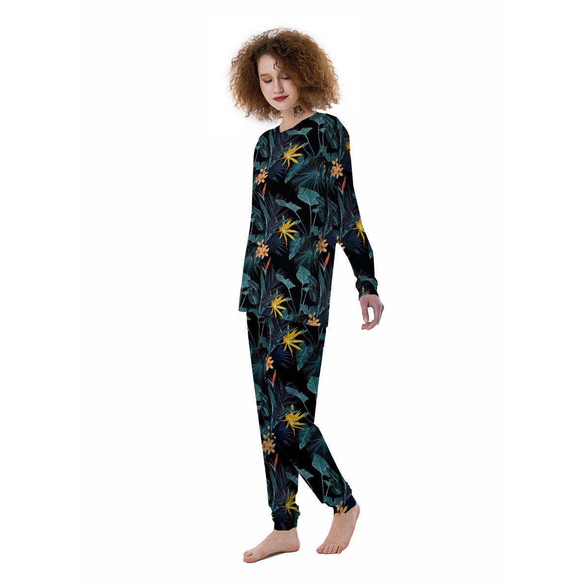 Hawaii Night Tropical Print Pattern Women's Pajamas-grizzshop