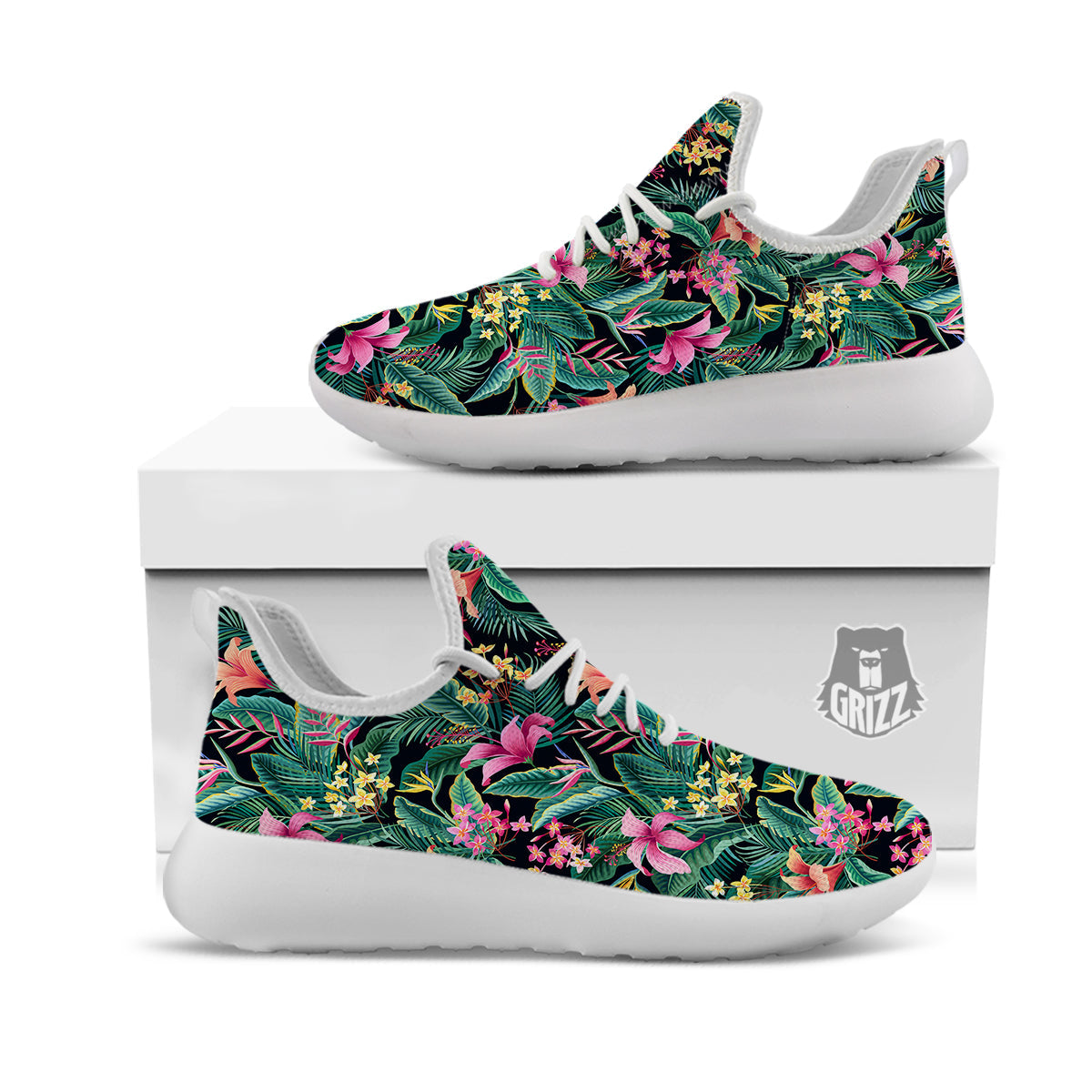 Hawaii Plants Tropical Print Pattern White Athletic Shoes-grizzshop