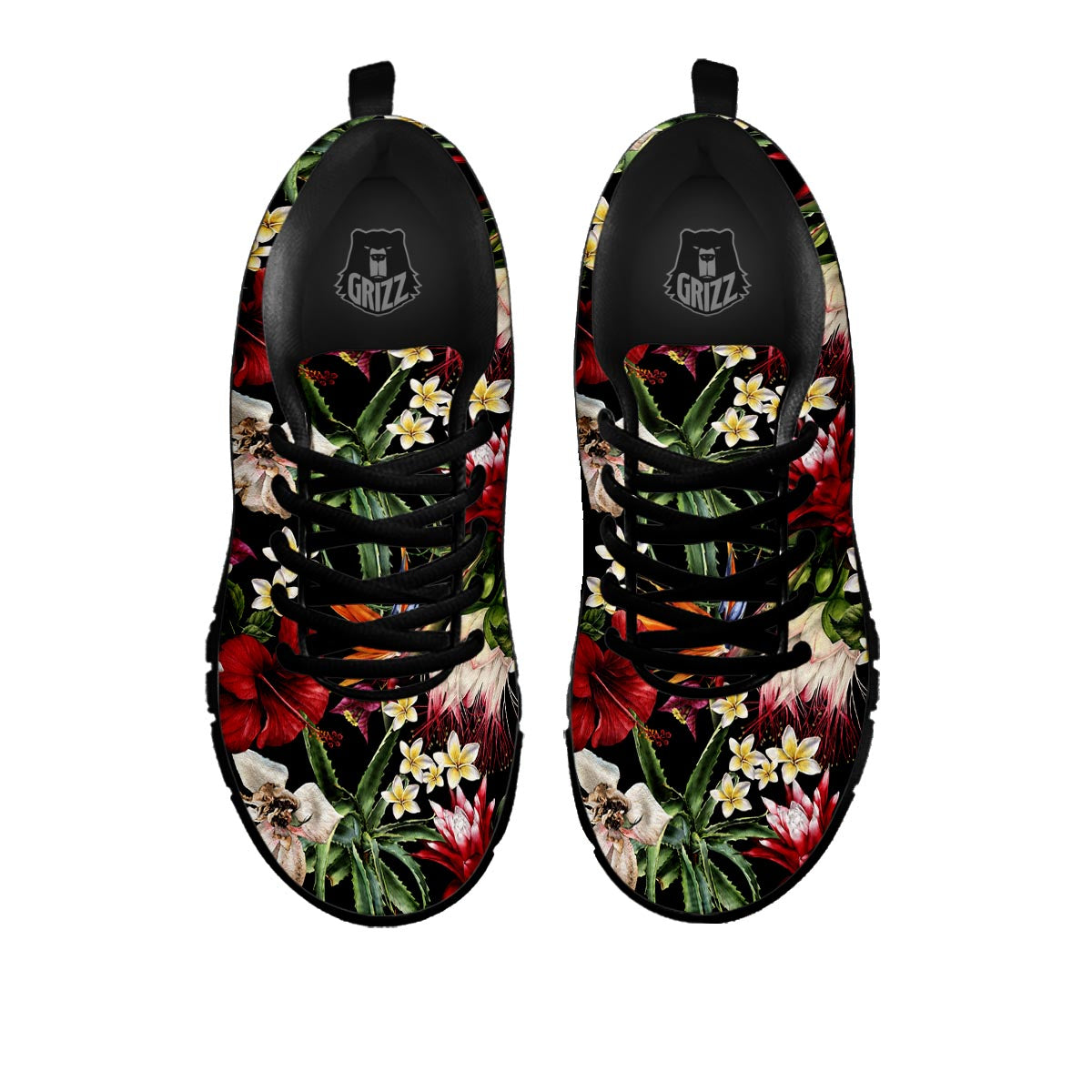 Hawaii Summer Tropical Print Pattern Black Sneaker-grizzshop