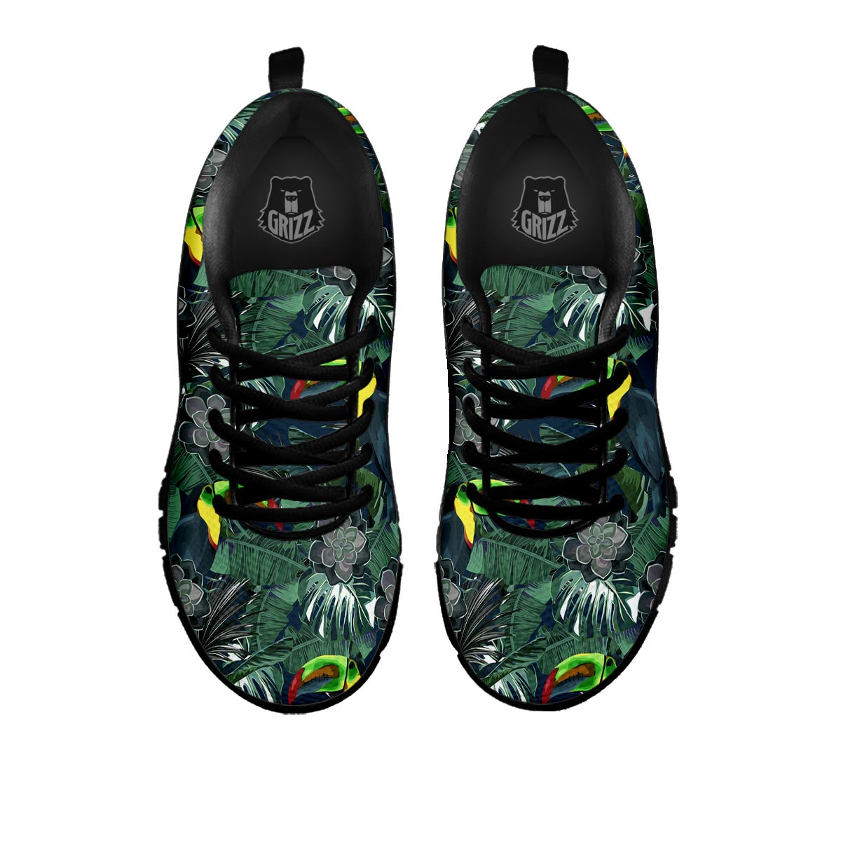 Hawaii Toucan Aloha Print Pattern Black Sneaker-grizzshop