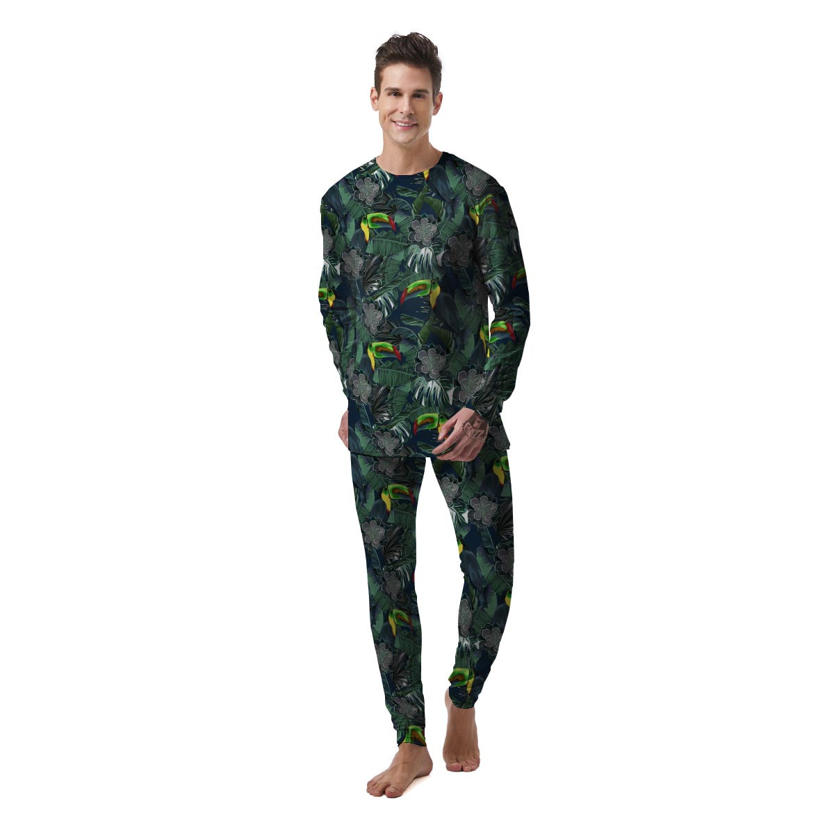 Hawaii Toucan Aloha Print Pattern Men's Pajamas-grizzshop