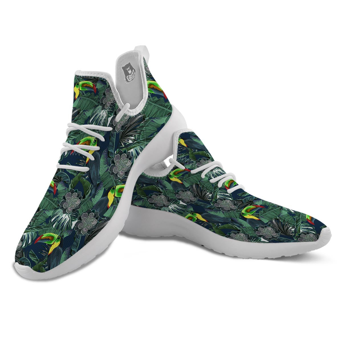 Hawaii Toucan Aloha Print Pattern White Athletic Shoes-grizzshop